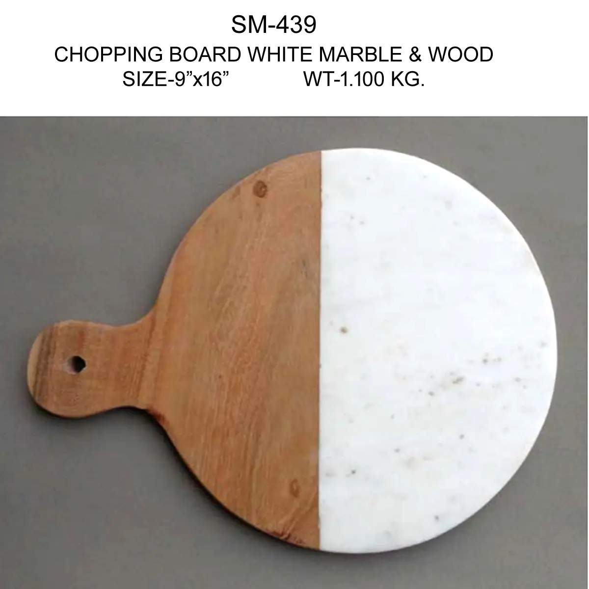 CHOPPING BOARD WOOD+WHITE MARBLE